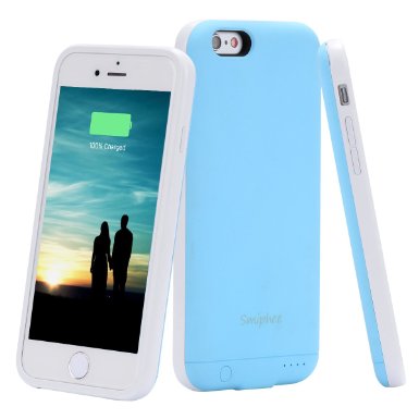 iPhone 6 6s Battery Case,Smiphee Ultra Slim Extended Charging Case for iPhone 6 6s(4.7 inch) with 2400mAh Capacity/Lightning Cable Input Mode-(Light Blue)
