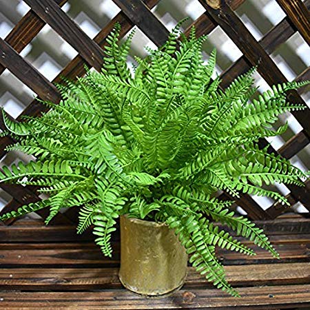 LSKY 4 Pack Artificial Ferns Plants Artificial Shrubs Boston Fern Bush Plant Greenery Bushes Fake Ferns UV Protected for Home Kitchen Garden Wall Decor Indoor Outdoor Use
