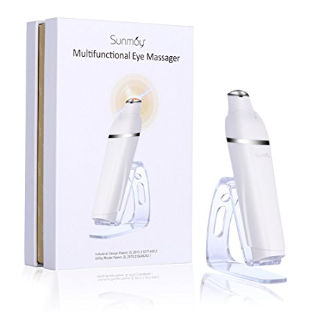 SUNMAY Anti-aging Galvanic Wand, 42℃ Heated Sonic Eye Massager, Anions Import Rechargeable Wrinkle Remover for Dark Circles and Puffiness Upgraded Version