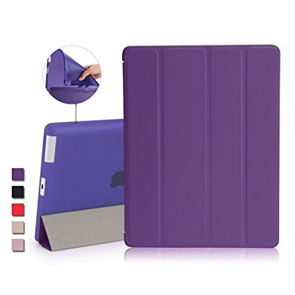 iPad 2 Case, iPad 3 Case, iPad 4 Case, iMucc Smart Case Cover   Matte Shell Soft TPU Back For Apple iPad 2/3/4 Built-in Magnet Stand with Smart Cover Auto Wake/Sleep (Purple)