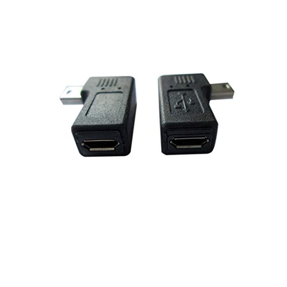 AKOAK USB 2.0 Adapter Plug?1 Pair 90 Degree Left and Right Angle Mini USB Male to Micro USB Female Connector Adapter