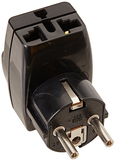 Tmvel TRIADAPT Schuko 3-In-1 Universal Travel Adapter Plug Type E/F Grounded - Germany, France & More
