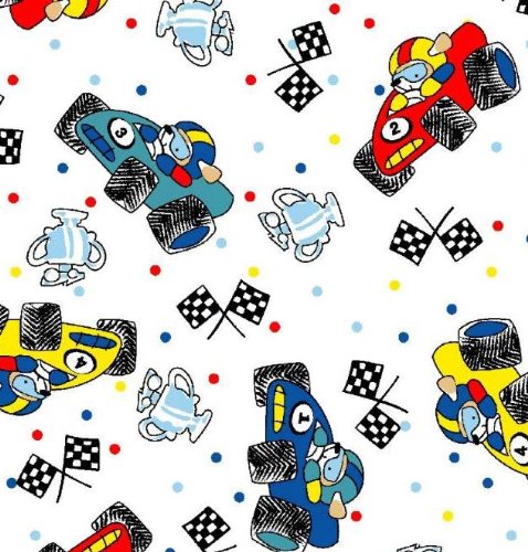 SheetWorld Fitted Crib / Toddler Sheet - Fun Race Cars - Made In USA