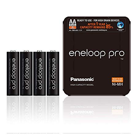 Panasonic eneloop Pro AA Rechargeable Ready-To-Use Ni-MH Batteries,  Pack of 4.(BK-3HCDE/4LE)