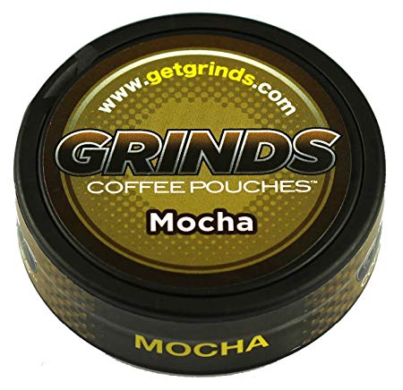 Grinds Coffee Pouches - 6 Cans - Mocha - Tobacco Free, Nicotine Free Healthy Alternative