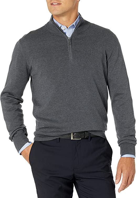 Buttoned Down Men's Supima Cotton Lightweight Quarter-Zip Sweater