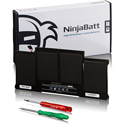 NinjaBatt Laptop Battery for Apple MacBook Air 13" A1377 A1369 A1405 A1466 A1496 (Late 2010 Mid 2011/2012/2013 Early 2014) 020-7379-A 020-8145-A 661-5736 High performance [Li-Polymer/48Wh/7.4v]