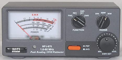 MFJ-870 SWR meter, 1.8-60MHz, 30/300/3000W