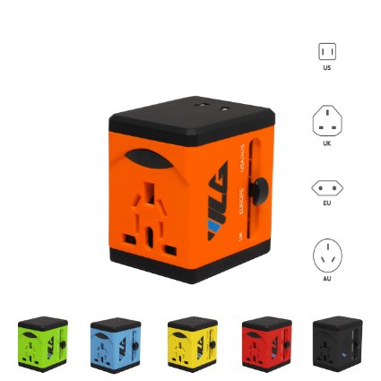 1 Rated Travel Adapter and Charger - USB Charging Ports - Super Fast Charging - All International Standard Cell PhoneDesktopLaptopTouch Screen TabletComputerGPS Chargers - Pumpkin Orange