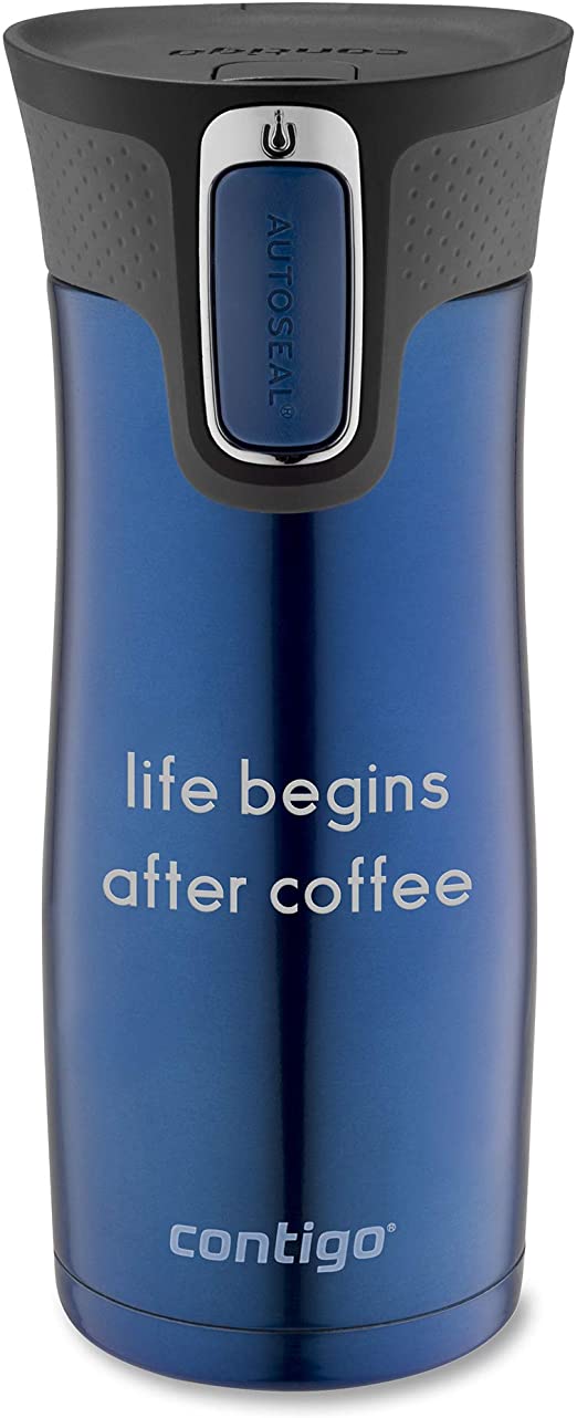 Personalized Contigo Blue West Loop Autoseal 16 Oz Stainless Steel Travel Mug, Mug with Engraving Included