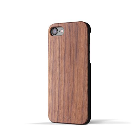 iPhone 7 Wood Case ‘Marco Polo’. Real Wooden Overlay on Slim Black PC. Natural Genuine Wooden Cover as Premium Accessories for the Original Apple Cell Phone 7 [NOT for Plus] - Walnut Wood