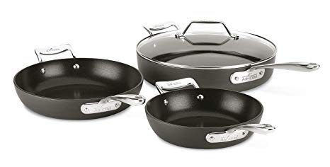 All-Clad H911S464 Essentials Nonstick Skillet set, 4-Piece, Grey