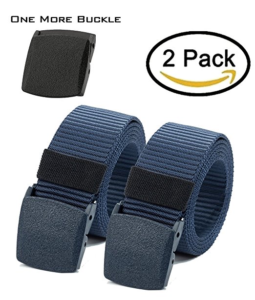 Nylon Canvas Belt Plastic Buckle Belt Hiking Belt Military Tactical Waist Belt 2 Pack by ViViKiNG