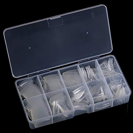 Yimart 500pcs Clear French Acrylic Style Artificial False Nails Half Tips with Box