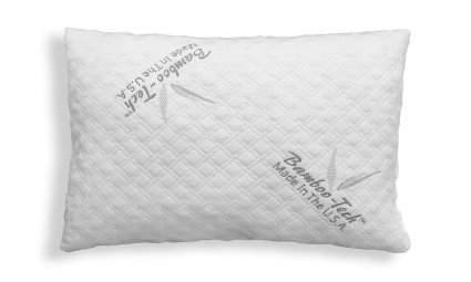Hypoallergenic Bamboo Pillow - Shredded Memory Foam with Stay Cool Bamboo Cover - Dust Mite Resistant - Made in the USA by Restwel - (Queen)