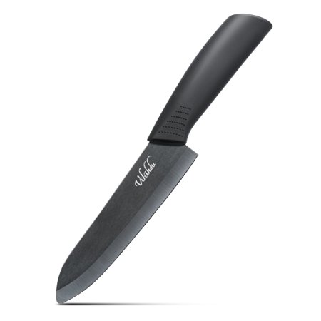 Vikilulu Ceramic Chef Knife, 6 Inch Kitchen Knife with Non-Slip Handle (FDA APPROVAL) - Black