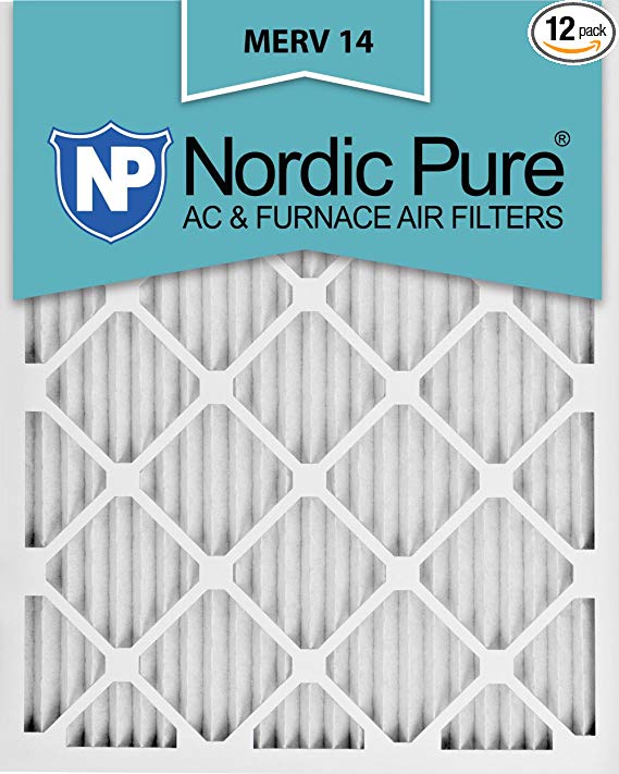 Nordic Pure 16x25x1M14-12 Pleated AC Furnace Air Filter, Box of 12