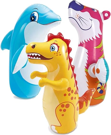 INTEX 3D Bop Bag Blow Up Inflatable Tiger, Dinosaur & Dolphin. (Package will include any 1 item)