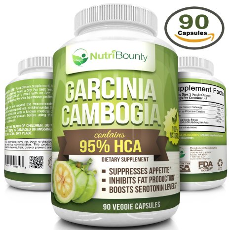 Pure 95 HCA Garcinia Cambogia 90 Veggie Capsules  1400mg per Serving  2800mg Daily  Highest Grade by NutriBounty