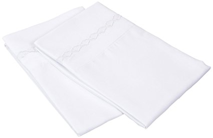 Super Soft Light Weight, 100% Brushed Microfiber, Standard, White with Cloud Embroidery 2-Piece Pillowcase Set