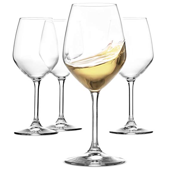 Paksh Novelty Italian White Wine Glasses - 15 Ounce - Lead Free - Shatter Resistant - Wine Glass, Clear (Set of 8)