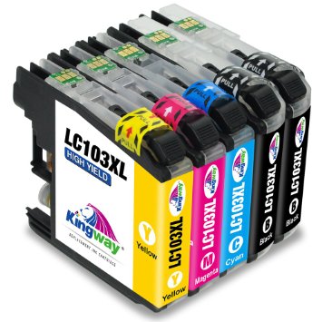 Kingway 5 Pack Compatible Ink Cartridge for Brother LC103 XL LC 103XL LC103XL for Brother MFC-J870DW MFC-J450DW MFC-J6920DW MFC-J4410DW MFC-J470DW Printer