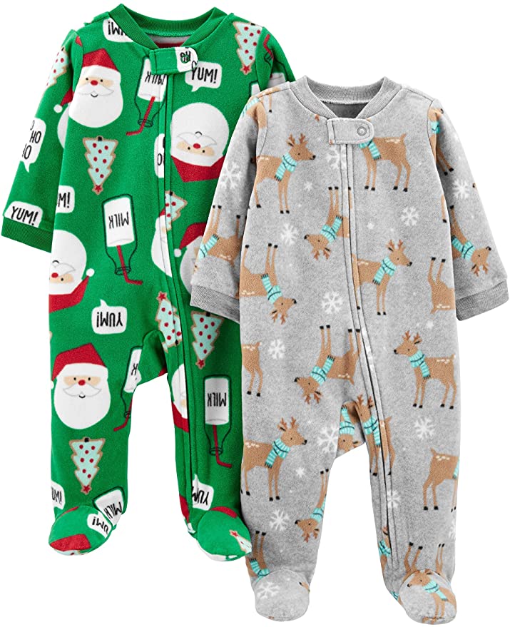 Simple Joys by Carter's Baby 2-Pack Holiday Fleece Footed Sleep and Play