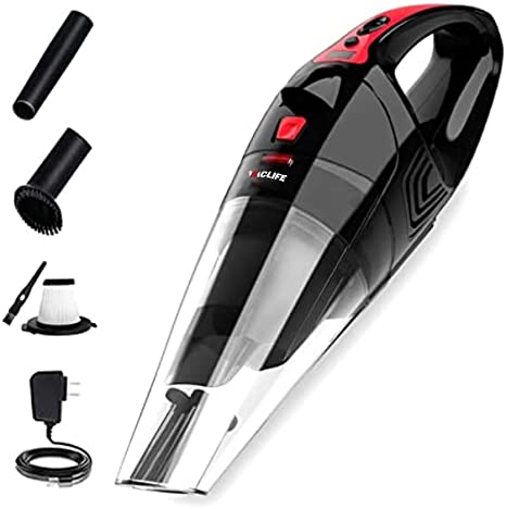 VacLife Cordless Handheld Vacuum Cleaner - Hand Vacuum Cordless w/Strong Suction, Multipurpose Hand Vacuum w/ 3-Layer Filtration, Portable & Rechargeable Vacuum Cleaner for Car, Red (VL106)