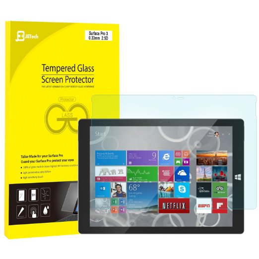 Surface Pro 3 Screen Protector JETech Premium Tempered Glass Screen Protector Film for Microsoft Surface Pro 3