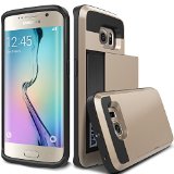 S6 Edge Case TekSonic Samsung Galaxy S6 Edge Case Gold Armor Series Card Slide SlotDrop ProtectionHeavy DutyWallet Full Cover Protection Tough Case for Samsung Galaxy S6 Edge Golden