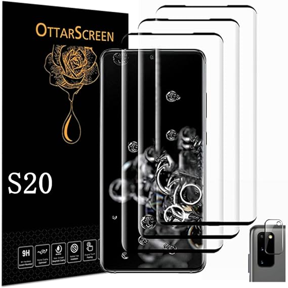 OttarScreen Galaxy S20 Screen Protector, 3 Pack Tempered Glass Screen Protector【3 1 Pack】1 Pack Camera Lens Protector, Compatible Fingerprint, 3D Glass 9H Hardness Tempered Glass Screen Protector for Samsung Galaxy S20 5g