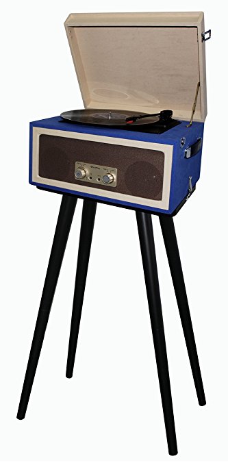TechPlay CTA99 Blue 3speed portable turntable with matching stand. AUX in and Headphone jack and built-in speakers.