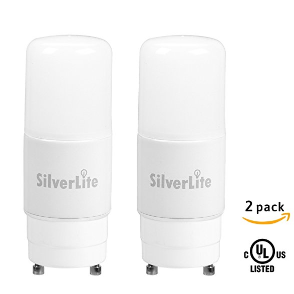 Silverlite 5w(13w CFL Equivalent) LED Stick PL Bulb GU24 Base, 500LM, Warm White(3000k), 120-277 Voltage, UL Listed, 2 Pack