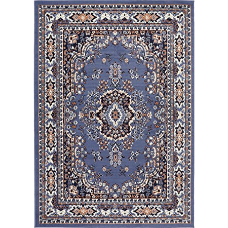 Home Dynamix Premium Sakarya Area Rug by Traditional Persian-Inspired Carpet | Stylish Medallion Print and Classic Boarder Design | Blue, Navy, Cream, Brown 7'8" x 10'7"