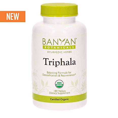 Banyan Botanicals Organic Triphala Tablets - 180 Count - Certified USDA Organic - Balancing Formula for Detoxification, Elimination & Rejuvenation