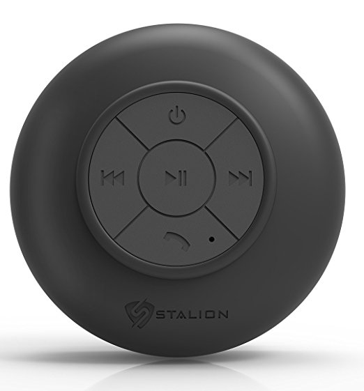 Shower Speaker: Stalion® Sound Waterproof Bluetooth Portable Audio System (Jet Black) Universal for iPhone 6 6s Plus iPod Touch iPad Air 2 Mini 4 iPad Pro Samsung Galaxy S6 Edge  Galaxy Note 5