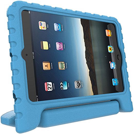 iPad Mini Case for Kids: Stalion® Safe Shockproof Protection for iPad Mini 1st 2nd 3rd & 4th Generation (Berry Blue) Ultra Lightweight   Comfort Grip Carrying Handle   Folding Stand