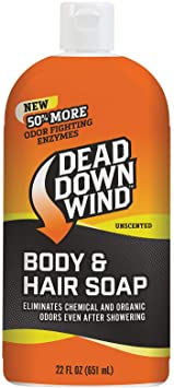 Dead Down Wind Body & Hair Soap | 22 oz Bottle | Unscented | Odor Eliminator, Hunting Accessories | Gentle Body Wash & Shampoo for Hunting | Safe for Sensitive Skin