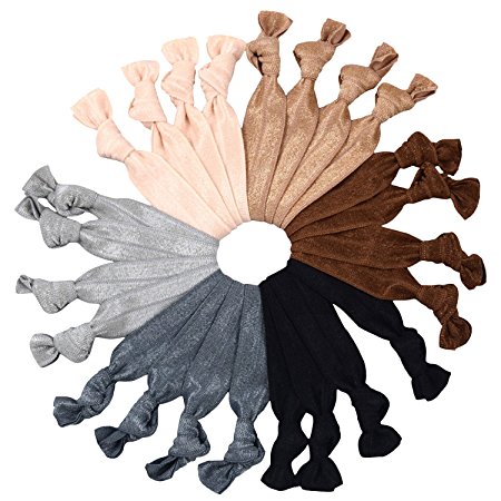 Cyndibands Neutral Brown/Gray Hair Ties (Classic Neutrals) (24 Hair Ties)