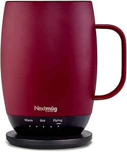 Nextmug Plus - Temperature-Controlled, Self-Heating Coffee Mug (Burgundy - 18 oz.)