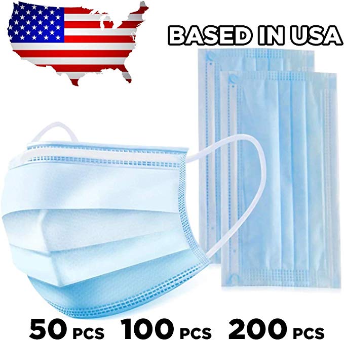 50 Pcs Disposable Face Masks - Disposable Surgical Mask Dust Breathable Earloop Antiviral Face Mask, Comfortable Medical Sanitary Surgical Mask Thick 3-Layer Masks