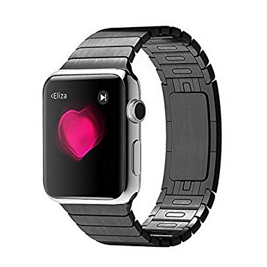 Apple Watch Band, Marge Plus Link Bracelet Stainless Steel Band Mental Strap 316L Butterfly Closure iWatch Replacement Band for Apple Watch Series 1 Series 2 42mm - Black, Add and Remove Links Without Any Special Tools