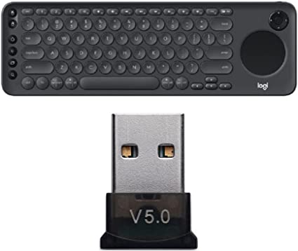 Logitech K600 TV Wireless Keyboard with Integrated Touchpad and USB Bluetooth Dongle Adapter Bundle (2 Items)