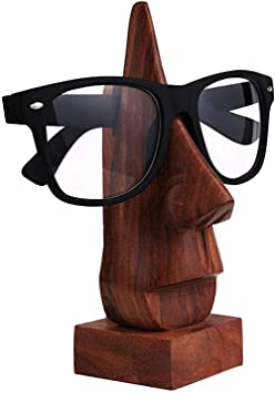 Wooden Spectacle Holder for Sunglasses, Decorative Nose Shaped Spectacles Stand, Handmade Wooden Eyeglass Holder, Display Stand, Eyeware Retainer Holder - 6 X 2.5 Inch