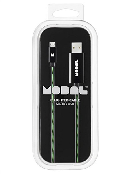 Modal 3' Lighted Cable Micro USB (black & green)