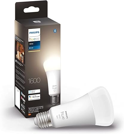 Philips Hue NEW White Smart Light Bulb 100W - 1600 Lumen [E27 Edison Screw] With Bluetooth. Works with Alexa, Google Assistant, Apple Homekit