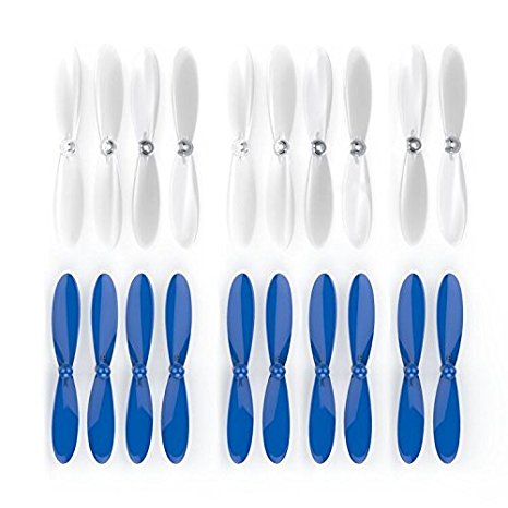 Alwayswish 20pcs Transparent Clear and Blue Blades Propellers Props Rotor for Hubsan X4 H107 H107D H107C H107L Mini RC Airplane