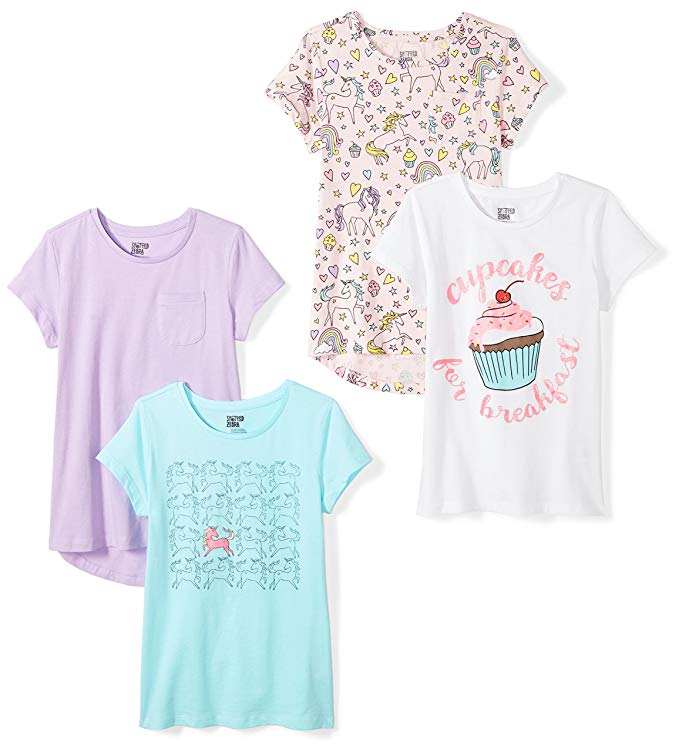 Spotted Zebra Girls' 4-Pack Short-Sleeve T-Shirts