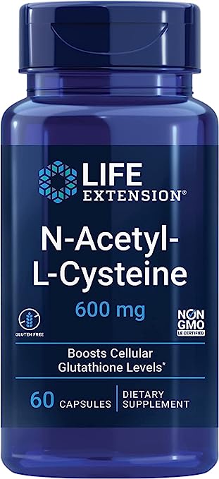 Life Extension N-Acetyl-Cysteine (NAC), 600mg Depot, alle 3 Tage 1 Kapsel, 60 vegane Kapseln, Laborgeprüft, Vegetarisch, Glutenfrei, Sojafrei, Ohne Gentechnik