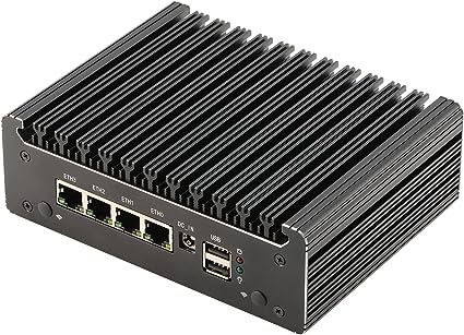 HUNSN Micro Firewall Appliance, Mini PC, OPNsense, VPN, Router PC, Intel Celeron N4505, RS41, AES-NI, 4 x 2.5GbE I226-V, Console, Type-C, HDMI, DP, SIM Slot, 4G RAM, 32G SSD